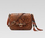 古馳GUCCI snaffle bit 中號橙色蟒蛇皮肩背包