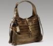 古馳-1921 collection-泥黃色鱷魚皮中號肩包，配流蘇、竹節細節和“G.Gucci Firenze 1921”草體字金屬牌