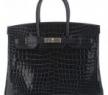 愛馬仕限量現貨藍色鱷魚皮銀扣Birkin 35CM手提袋