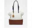 芬迪Fendi 2011新款白色棕色拼色Cuoio Roma 2 Bag手袋