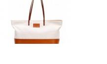 芬迪Fendi 2011新款白色棕色拼皮Roll Bag購物袋