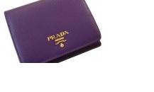 普拉達Prada 2011年紫色斜紋牛皮三折錢包