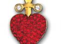 SWAROVSKI HEART SWORD大紅色水晶穿孔耳釘 - 施華洛世奇