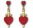 SWAROVSKI HEART SWORD大紅色水晶穿孔耳釘 - 施華洛世奇