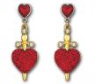 SWAROVSKI HEART SWORD大紅色水晶穿孔耳釘 - 施華洛世奇