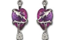 SWAROVSKI HEART CHAIN 紫色耳釘 - 施華洛世奇