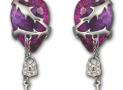SWAROVSKI HEART CHAIN 紫色耳釘 - 施華洛世奇