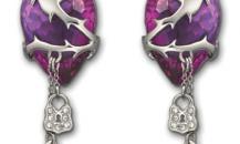 SWAROVSKI HEART CHAIN 紫色耳釘 - 施華洛世奇