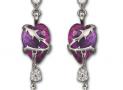 SWAROVSKI HEART CHAIN 紫色耳釘 - 施華洛世奇