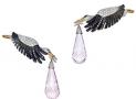 Chopard“動物世界”系列仙鶴黃金/白金耳環 - 蕭邦