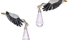 Chopard“動物世界”系列仙鶴黃金/白金耳環 - 蕭邦