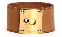 Fendi 銅扣飾皮革手鐲 - 芬迪