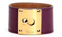 Fendi 銅扣飾紫色皮革手鐲 - 芬迪
