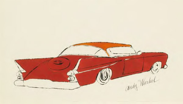 《無題（紅色汽車）》 1959年作 墨、染料紙本，14 . x 23英寸