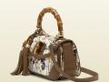 Gucci newbamboo花卉圖案帆布手提包