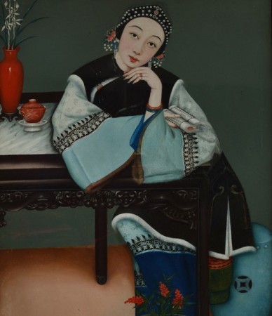穿越時光的晚清玻璃畫仕女圖
