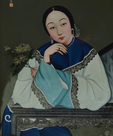 穿越時光的晚清玻璃畫仕女圖